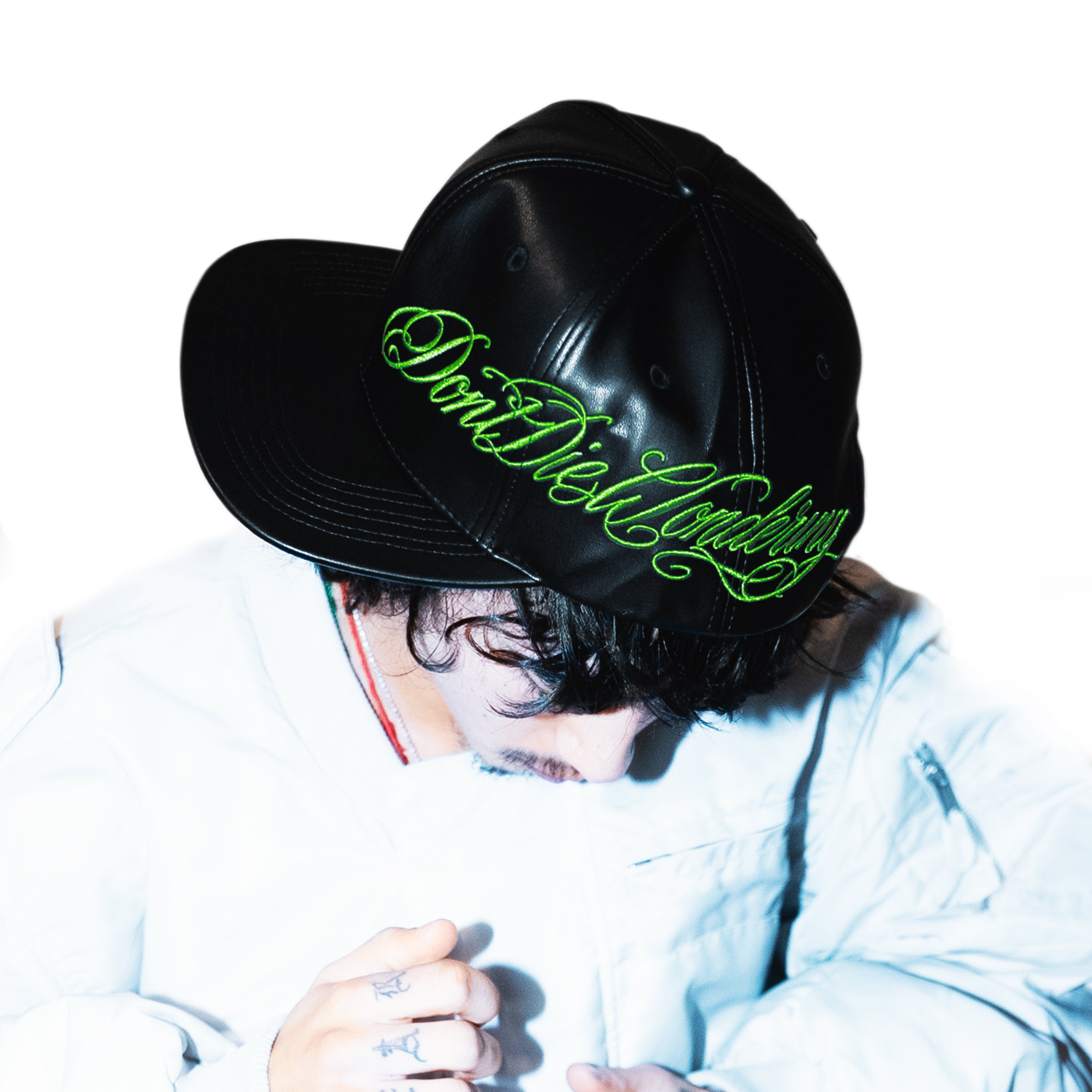 SCRIPT LOGO LEATHER HAT (GREEN)