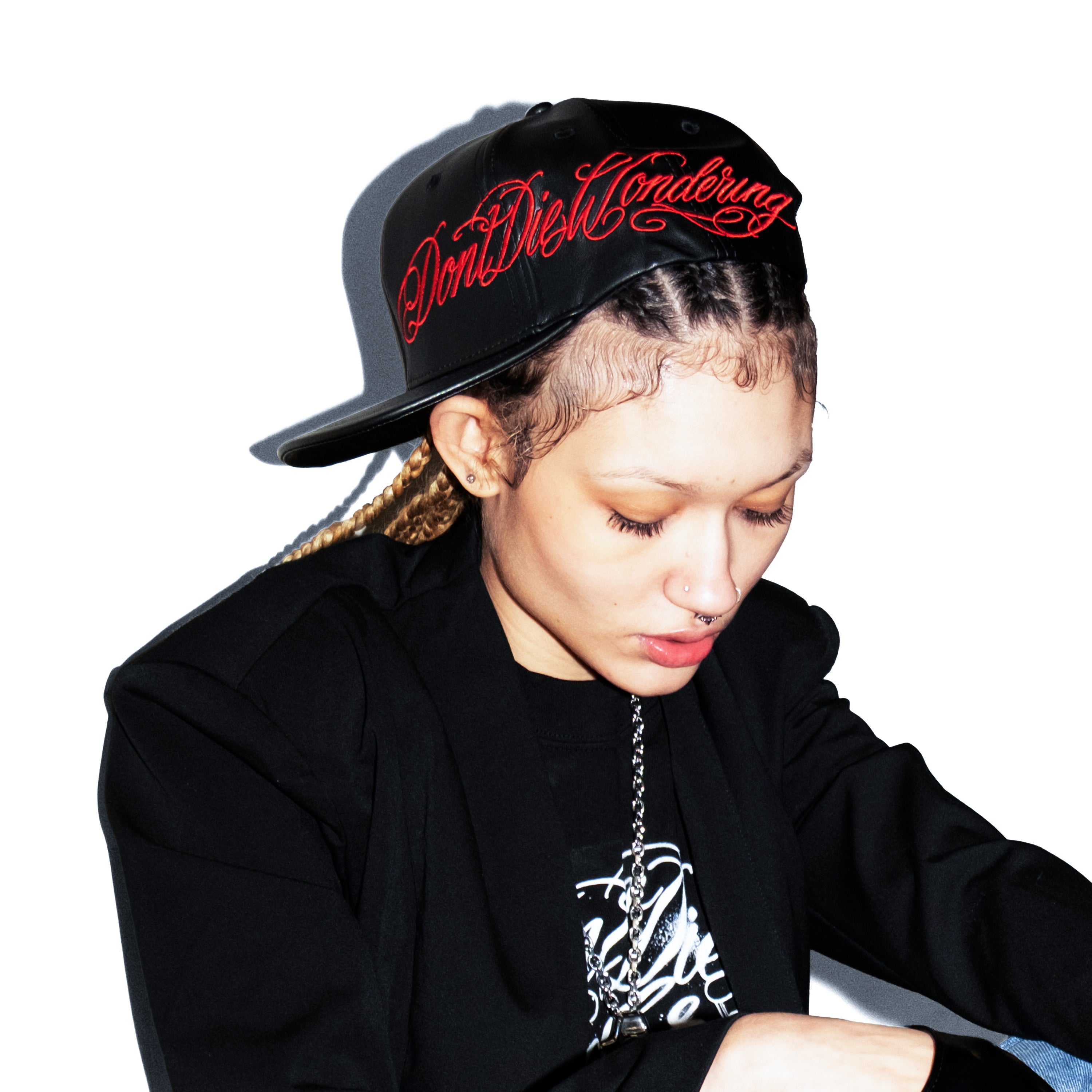 SCRIPT LOGO LEATHER HAT (RED)